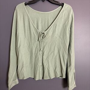 Cloth & Stone Sage Green Super Soft Long Sleeve Button Back Blouse Top Size XS